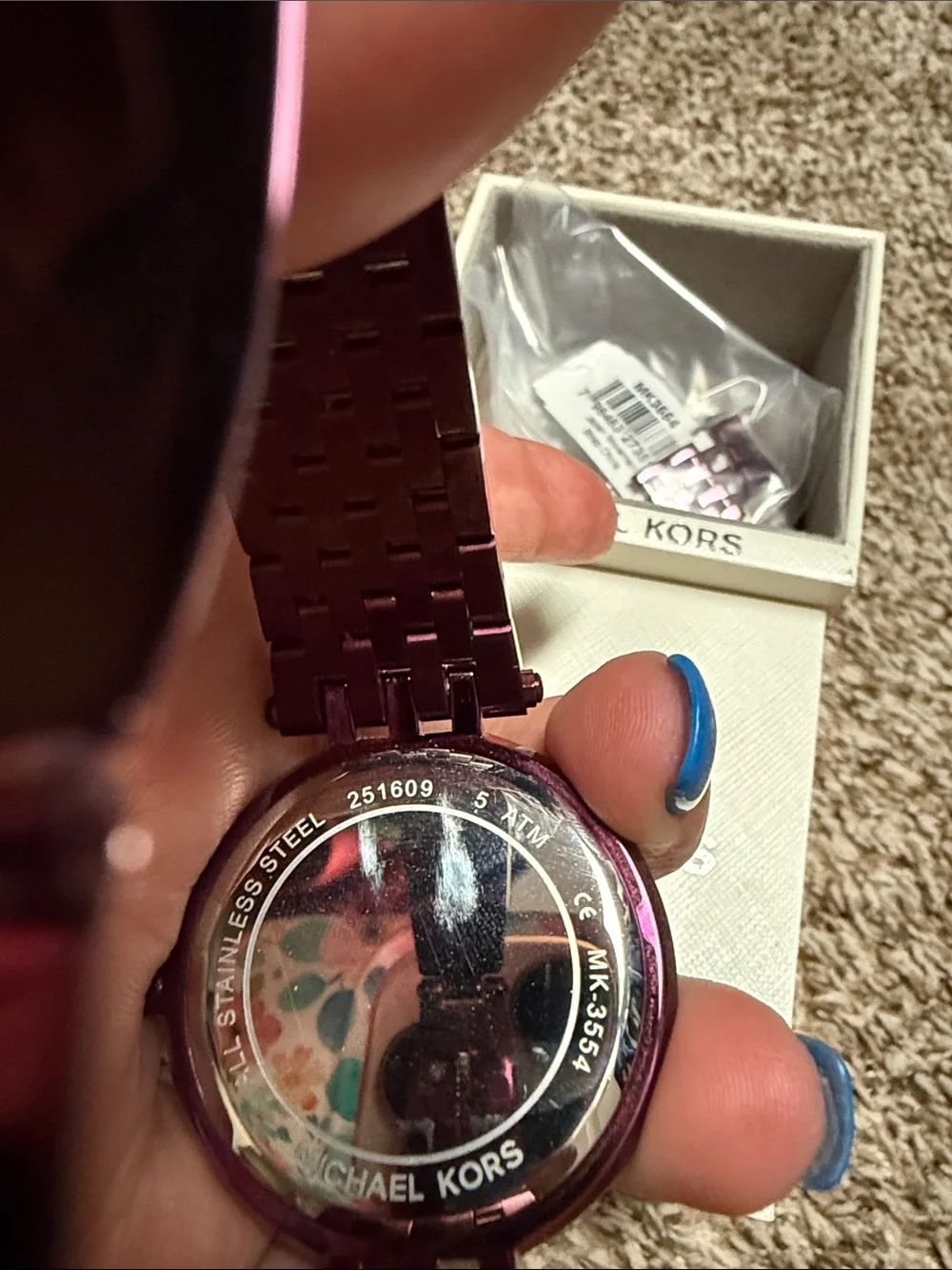 Michael Kors Plum Crystal-Trim Round Watch